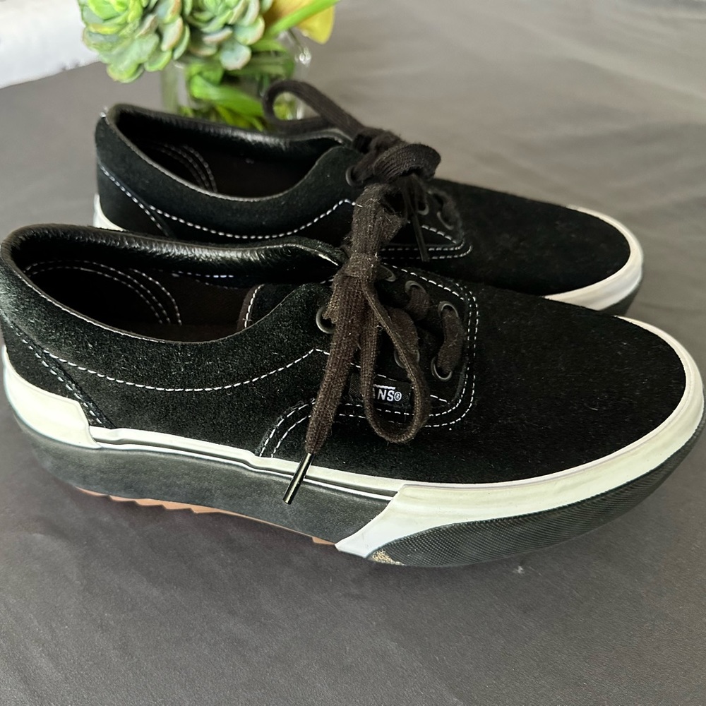 Old Skool Black Suede Stacked Platform Vans